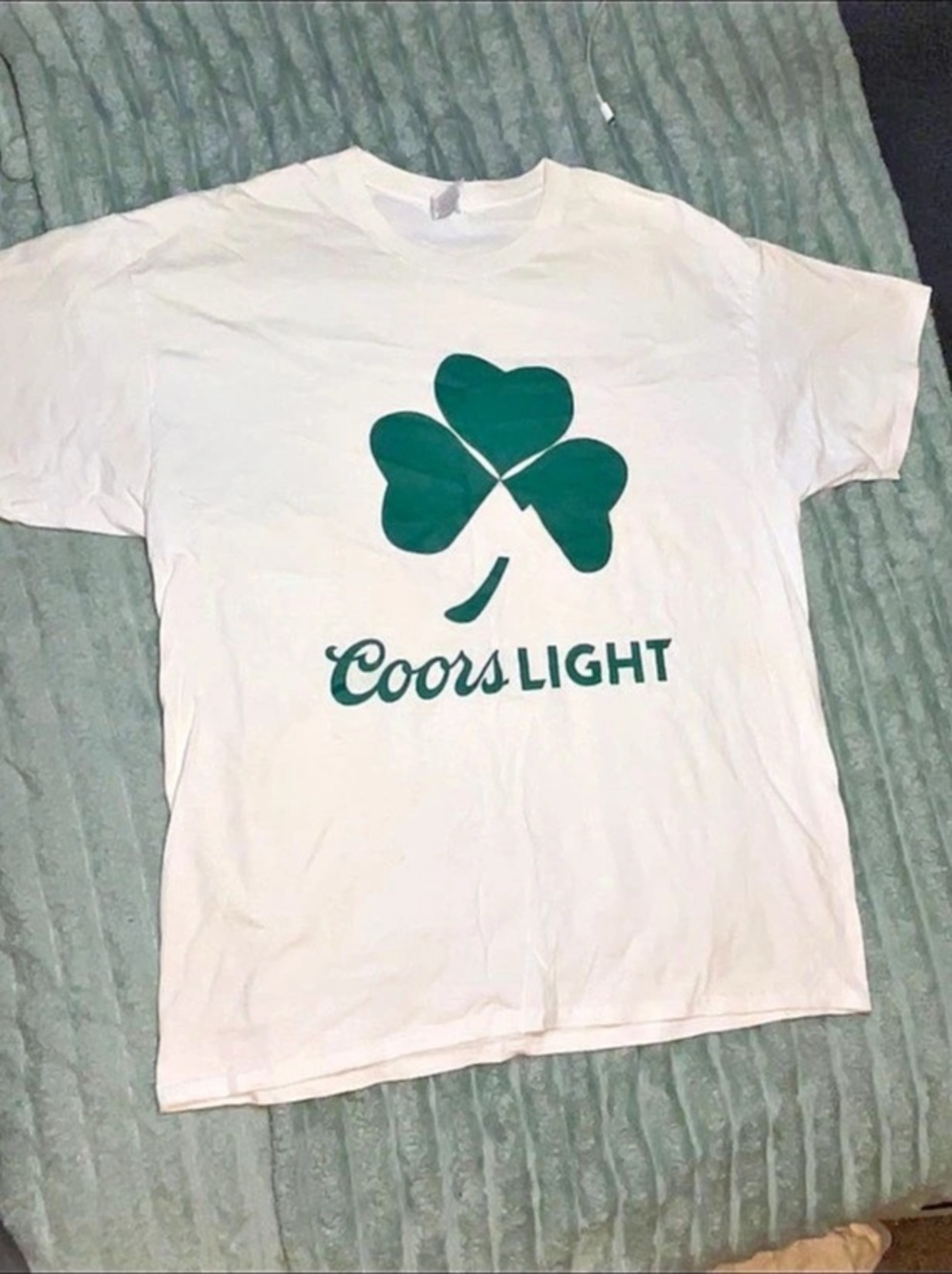 Vintage Coors Light Graphic XL T-Shirt White & Green